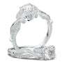 White Gold Floral Twist Leaf Ring