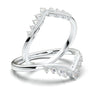 White Gold Curved Milgrain V Wedding Band