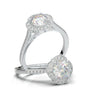 White Gold Wave Milgrain Halo Ring