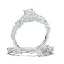 White Gold Floral Leaf Filigree Ring