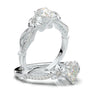 White Gold Floral Pear Filigree Ring