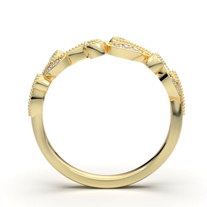 Yellow Gold Floral Vintage Wedding Band
