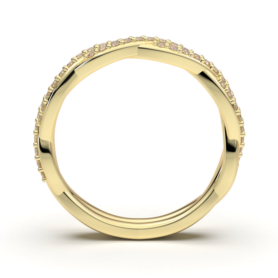 Home Try On--Yellow Gold Infinity Thin Twist Diamond Band