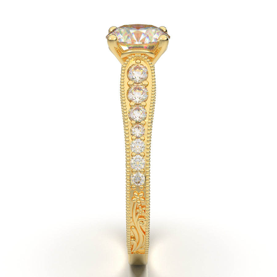 Home Try On--Yellow Gold Vintage Flower Filigree Ring