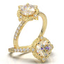 White Gold Vintage Floral Leaf Halo Ring