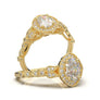 White Gold Floral Oval Halo Ring