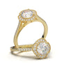 White Gold Wave Milgrain Halo Ring