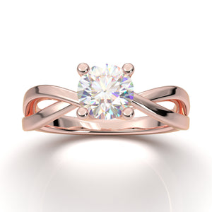Home Try On--Rose Gold Twisted Solitaire Ring