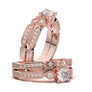 White Gold Vintage Milgrain Bar Engagement Set