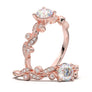 White Gold Floral Leaf Bezel Ring
