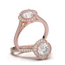 White Gold Wave Milgrain Halo Ring