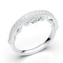 White Gold Vintage Wedding Band Filigree Antique Art Deco Band Unique Floral Band Scroll Milgrain Band Diamond F1 Moissanite Wedding Band
