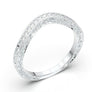 14K White Gold Wedding Band/ Curved Contour Band/ Vintage Filigree Band/ Stackable Ring/ Milgrain Band/ Half Eternity Band/ Anniversary Gift
