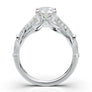 White Gold Vintage Engagement Ring Floral Leaf Filigree Ring Unique Diamond Ring Antique Art Deco Ring Split Shank Forever One Moissanite