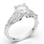 White Gold Vintage Engagement Ring Floral Leaf Filigree Ring Unique Diamond Ring Antique Art Deco Ring Split Shank Forever One Moissanite