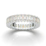 White Gold Eternity Band Emerald Cut Band 3 Carat Emerald 4x2 Band 14K Stackable Band Forever One Moissanite Band Prong Diamond Wedding Band