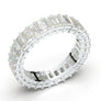 White Gold Eternity Band Emerald Cut Band 3 Carat Emerald 4x2 Band 14K Stackable Band Forever One Moissanite Band Prong Diamond Wedding Band