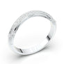 White Gold Vintage Art Deco Band Floral Leaf Band Curved Contour Band Filigree Scroll Milgrain Band Stackable Wedding Band Engagement Band