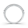 White Gold Vintage Band Unique Floral Band Filigree Scroll Band Milgrain Band Stackable Diamond Wedding Band Engagement Anniversary Band