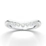White Gold Curved Wedding Band, Crown Contour Ring, Stacking Engagement Band, 14K Classic Band, Dainty Vintage Diamond Wedding Band For Her