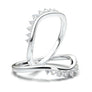 White Gold Curved Wedding Band, Crown Contour Ring, Stacking Engagement Band, 14K Classic Band, Dainty Vintage Diamond Wedding Band For Her