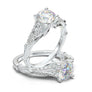 White Gold Vintage Engagement Ring Floral Leaf Filigree Ring Unique Diamond Ring Antique Art Deco Ring Split Shank Forever One Moissanite