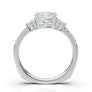 Oval Moissanite Engagement Ring, Oval Cut Diamond Engagement Ring, Thin Band Oval Ring, 14K White Gold Oval Three Stone Ring, Art Deco Ring