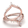 White Gold V-Band Curved Crown Marquise Band Chevron Stacking Vintage Art Deco Band Curved Contour Band Moissanite Ring Diamond Wedding Band