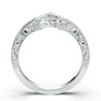 White Gold Vintage Band Curved Crown Art Deco Filigree Band Curved Contour Band Filigree Scroll Milgrain Band Diamond Wedding Band