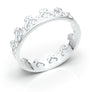 14K White Gold Crown Band/ Vintage Wedding Band/ Plain Solitaire Ring/ Art Deco Engagement Band/ Stacking Dainty Band/ Anniversary Ring Her