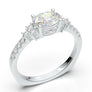 Oval Moissanite Engagement Ring, Oval Cut Diamond Engagement Ring, Thin Band Oval Ring, 14K White Gold Oval Three Stone Ring, Art Deco Ring