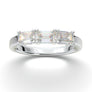 White Gold Wedding Band, Emerald Cut Band, 5x3 EC Women Engagement Three Stone Band, Stackable Band, Forever One Moissanite Band, Prong Band