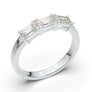 White Gold Wedding Band, Emerald Cut Band, 5x3 EC Women Engagement Three Stone Band, Stackable Band, Forever One Moissanite Band, Prong Band
