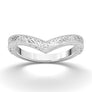 V Pointed Wedding Ring, Vintage Style Engraved Wedding Band, 14K White Gold Ring, Curved Milgrain Band, Contour Wedding Ring, Scroll Carved