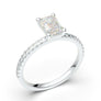 14K Solid White Gold Ring/ 1CT Emerald Cut Diamond Engagement Ring/ Stacking Ring/ Promise Ring/ Moissanite Ring/ White Gold Ring For Women