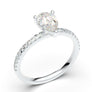 14K White Gold Diamond Pear Ring, Promise Ring, Pear Diamond with Side Stones, Solid Gold, Tear Shape Diamond, Moissanite Engagement Ring