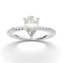 14K White Gold Diamond Pear Ring, Promise Ring, Pear Diamond with Side Stones, Solid Gold, Tear Shape Diamond, Moissanite Engagement Ring
