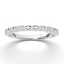 White Gold Wedding Band - 14K Solid White Gold Stackable Ring- Matching Ring- Milgrain Band- Half Eternity Band- Anniversary Gift For Her