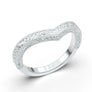 V Pointed Wedding Ring, Vintage Style Engraved Wedding Band, 14K White Gold Ring, Curved Milgrain Band, Contour Wedding Ring, Scroll Carved