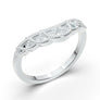 Vintage Style Engraved Wedding Band, V Pointed Wedding Ring, 14K White Gold Ring, Curved Milgrain Band, Contour Wedding Ring, Scroll Carved