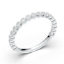 Art Deco Wedding Ring, Milgrain Bezel Half Eternity Band, Vintage Inspired Ring, 14K White Gold Diamond Band, Promise Ring, Anniversary Ring