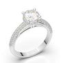 1CT Round Cut Moissanite Ring/ 14K Solid Gold Halo Ring/ Hidden Halo Engagement Ring/ Wedding Ring/ Real Pave Diamond Band/14K White Gold