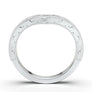 Engraved Wedding Ring, V Pointed Wedding Band, Vintage Style Wedding Ring, Curved Milgrain Engagement Band, Women's Contour White Gold Ring
