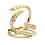 14k Solid Gold Leaf Ring, Minimalist Vine Band, Dainty Gold Ring, 14K Solid White Gold Vine Band, Leaf Design Gold Ring Curved Art Deco Band