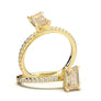 14K Solid White Gold Ring/ 1CT Emerald Cut Diamond Engagement Ring/ Stacking Ring/ Promise Ring/ Moissanite Ring/ White Gold Ring For Women