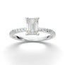 14K Solid White Gold Ring/ 1CT Emerald Cut Diamond Engagement Ring/ Stacking Ring/ Promise Ring/ Moissanite Ring/ White Gold Ring For Women