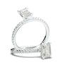 14K Solid White Gold Ring/ 1CT Emerald Cut Diamond Engagement Ring/ Stacking Ring/ Promise Ring/ Moissanite Ring/ White Gold Ring For Women