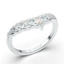 Engraved Wedding Band, V Pointed Wedding Ring, 14K White Gold Moissanite Ring, Curved Band, Contour Wedding Ring, Vintage Style Scroll Ring