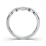 14K White Gold Ring, Curved Wedding Band Women, Vintage Style Wedding Ring, Tiara Crown Band, V Pointed Milgrain Band, Contour Wedding Ring