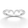 14K White Gold Ring, Curved Wedding Band Women, Vintage Style Wedding Ring, Tiara Crown Band, V Pointed Milgrain Band, Contour Wedding Ring